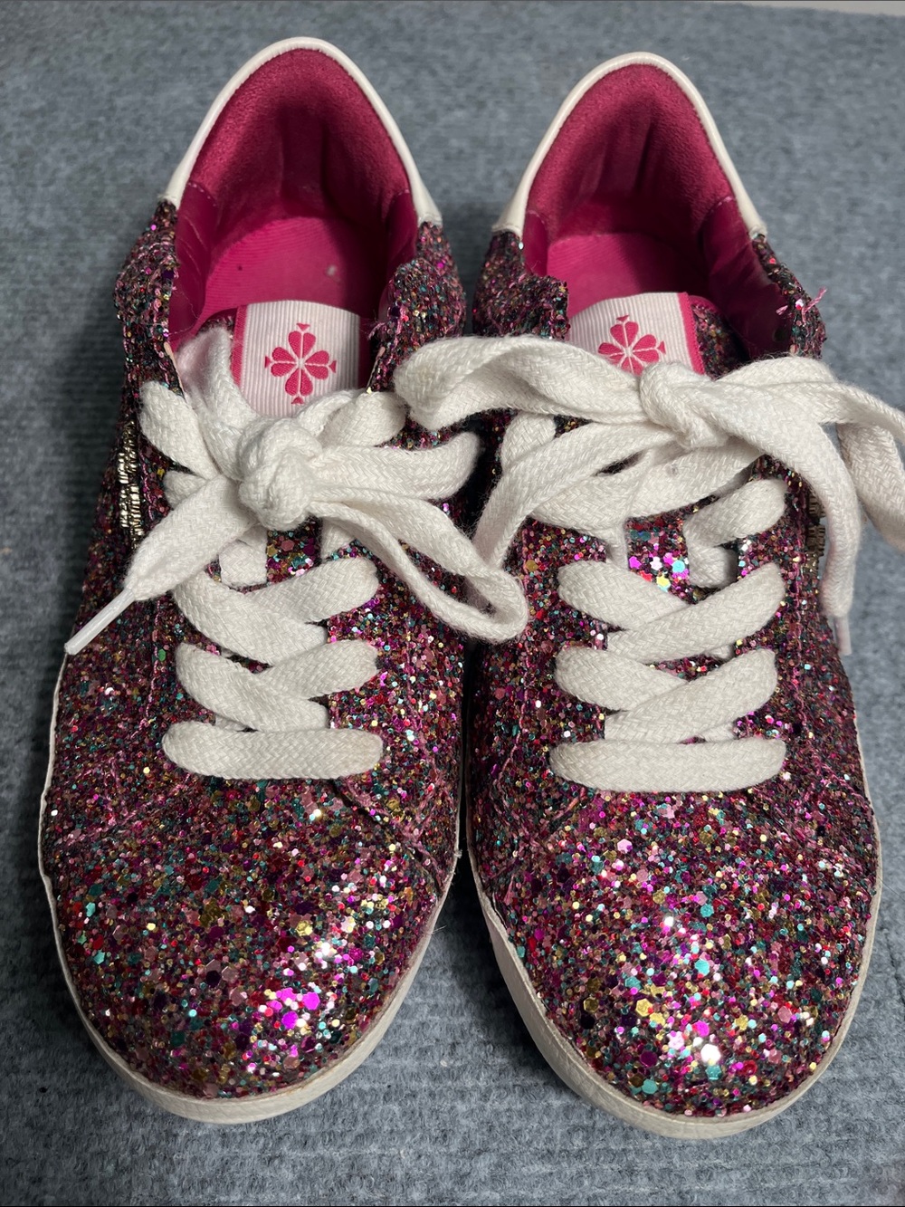 kate spade Glitter Lace-Up Sneakers in Multi-Pink